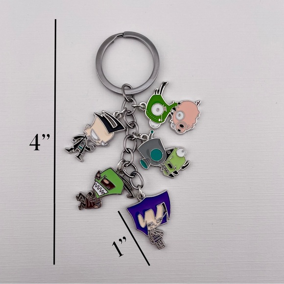 5 Charm Invader Zim Metal Keychain - Picture 3 of 3